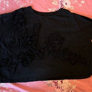 Krista Larson LS Cropped Anemone Shirt - Black LCJ - NWOT - OS